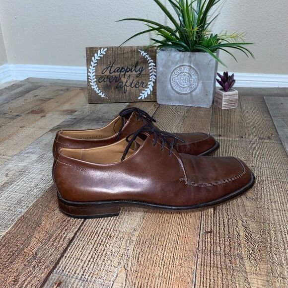 Boss Hugo Boss Mens Brown Square Toe Dress Shoes Sz 11 - Picture 1 of 13